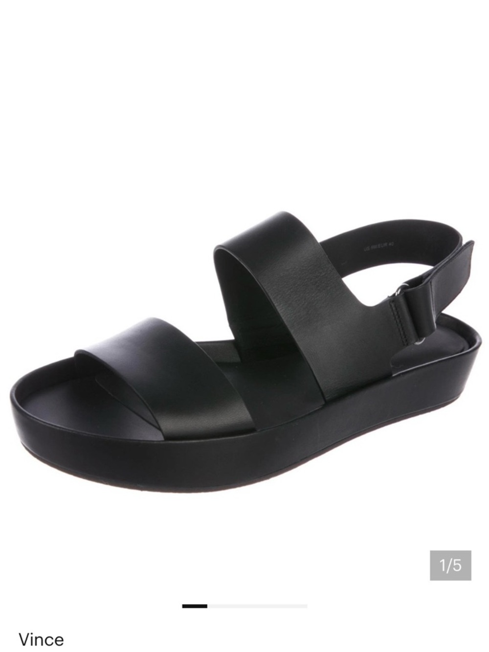 Vince Marrett Sandal .  Black Double-Strap Slingback Platform Sandal.NWOB